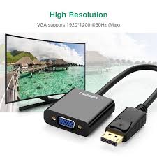 DisplayPort (DP) to VGA Converter Adapter - Male to Female - Full HD 1080p for PC, Laptop, Monitor & Projector