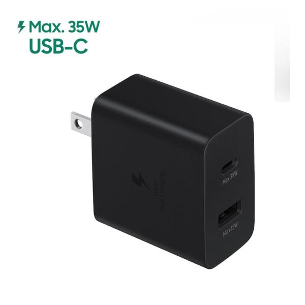 Samsung 35W Power Adapter Duo - Dual Port (USB-C + USB-A) - Super Fast Charging (PD 3.0) for Galaxy S24, S23, A-Series, iPhone & Accessories