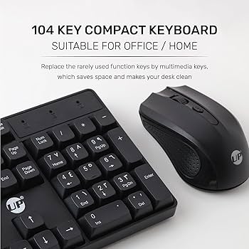 Microkingdom MK-1625 Wireless Keyboard and Mouse Combo - 2.4GHz Plug & Play USB Receiver - Full-Size 104 Keys Layout - Adjustable DPI Optical Mouse