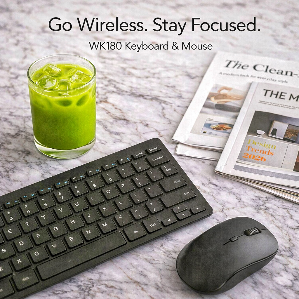 Vision WK180 2-in-1 Wireless Mini Keyboard & Air Mouse Remote - 2.4GHz Plug & Play USB Dongle - 7-Color LED Backlight - Gyroscope Motion Control & Rechargeable Battery