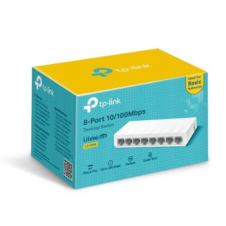 TP-Link LiteWave LS1008 8-Port 10/100Mbps Desktop Network Switch - Plug & Play Ethernet Splitter