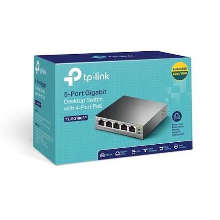 TP-Link TL-SG105P / SG1005P 5-Port Gigabit Desktop Switch with 4-Port PoE+ - 65W Steel Casing